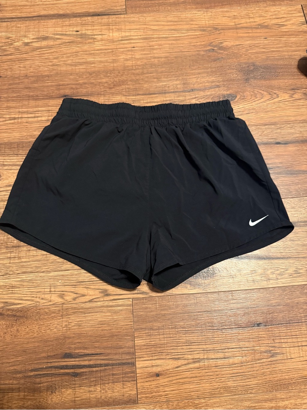 Nike Black Girls's Athletic Running Shorts with White Swoosh
